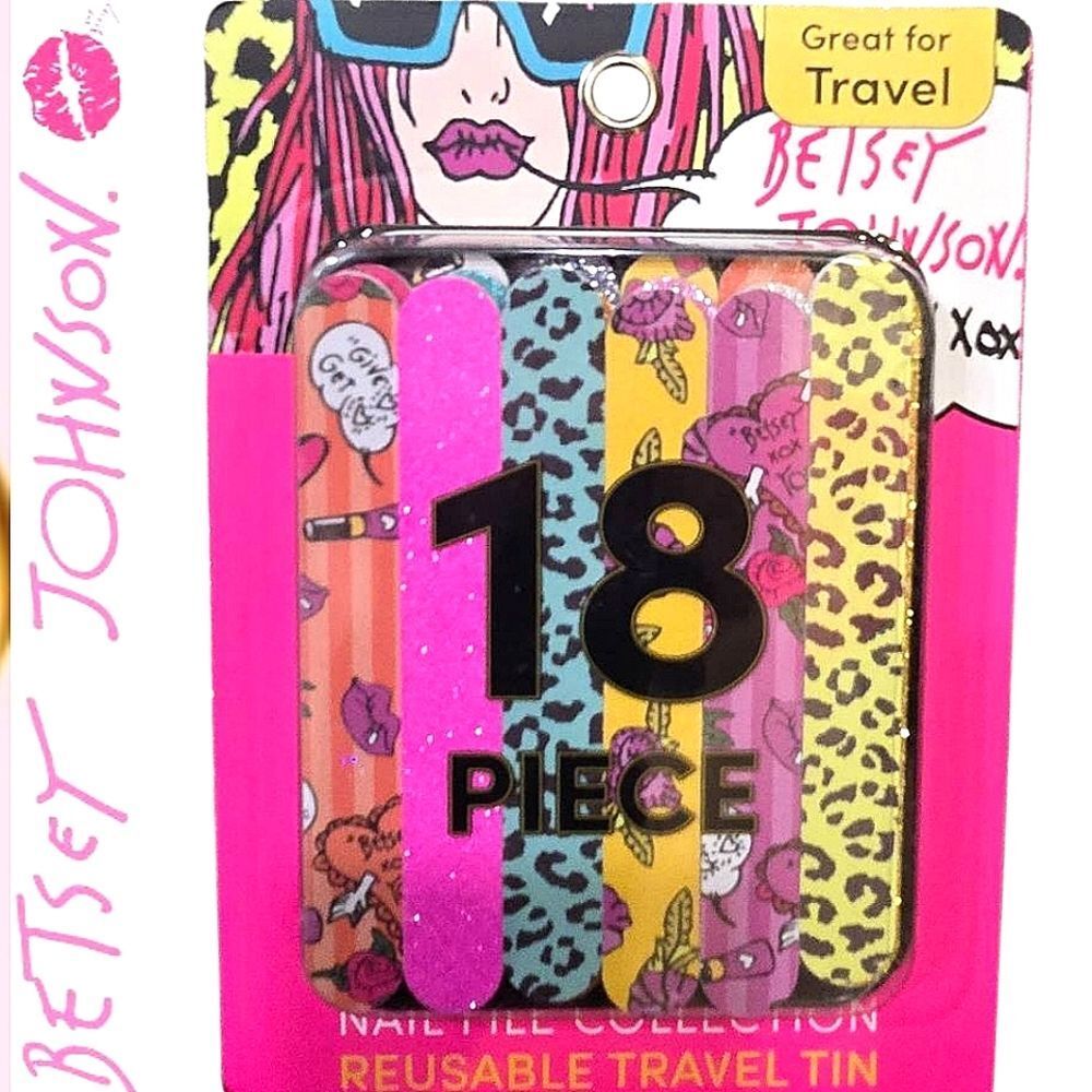 Betsey Johnson Multicolor Nail File Collection w/Reusable Travel Tin